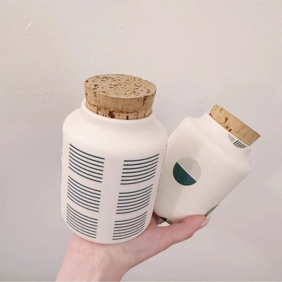 The Granite Seed Jar Cork Top Porcelain Vase Storage Kitchen - Picture 3 of 4